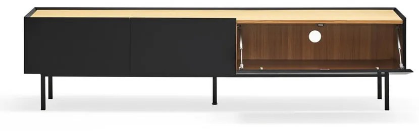 Masă TV neagră/în culoare naturală cu aspect de lemn de stejar 180x45 cm Arista – Teulat