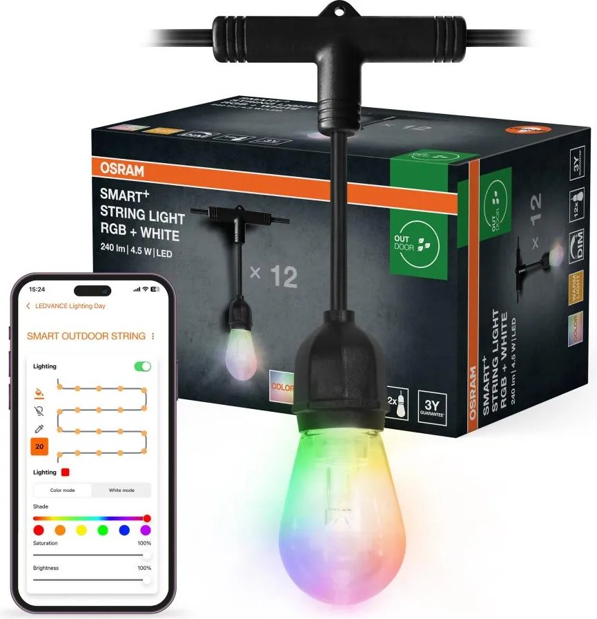 Osram - SMART+ STRING ghirlandă LED RGB dimmabilă pentru exterior 12xLED/230V 7,47m IP44 Wi-Fi