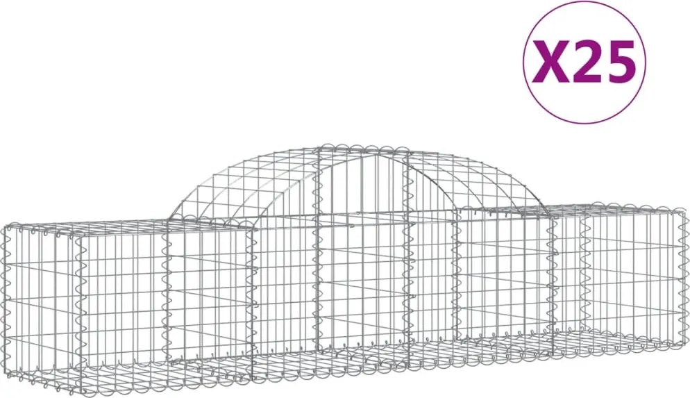 vidaXL Coșuri gabion arcuite 25 buc, 200x50x40/60 cm, fier galvanizat