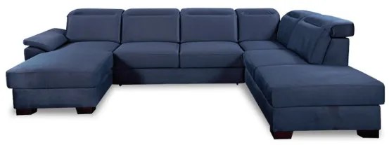 Coltar U Extensibil Cu Lada Dax, Dreapta, Tetiere Reglabile, Albastru, 375 Cm