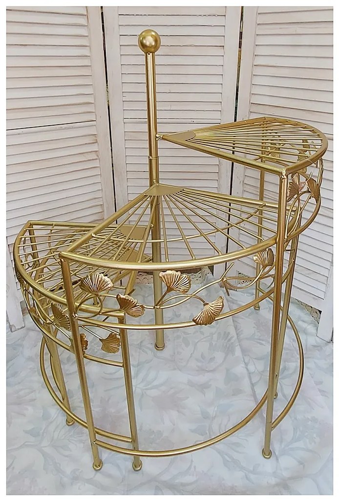 Etajera pentru flori KLARA tip evantai, 90cm, Fier forjat