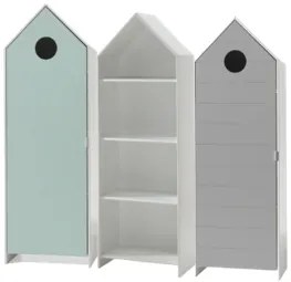Set 3 Dulapuri pentru Copii Căsuță, Verde Mentă și Gri, (MDF) – CASAMI – Vipack