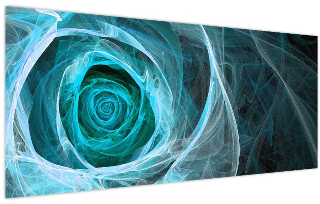 Tablou - Abstract trandafir albastru cu fundal negru (120x50 cm)