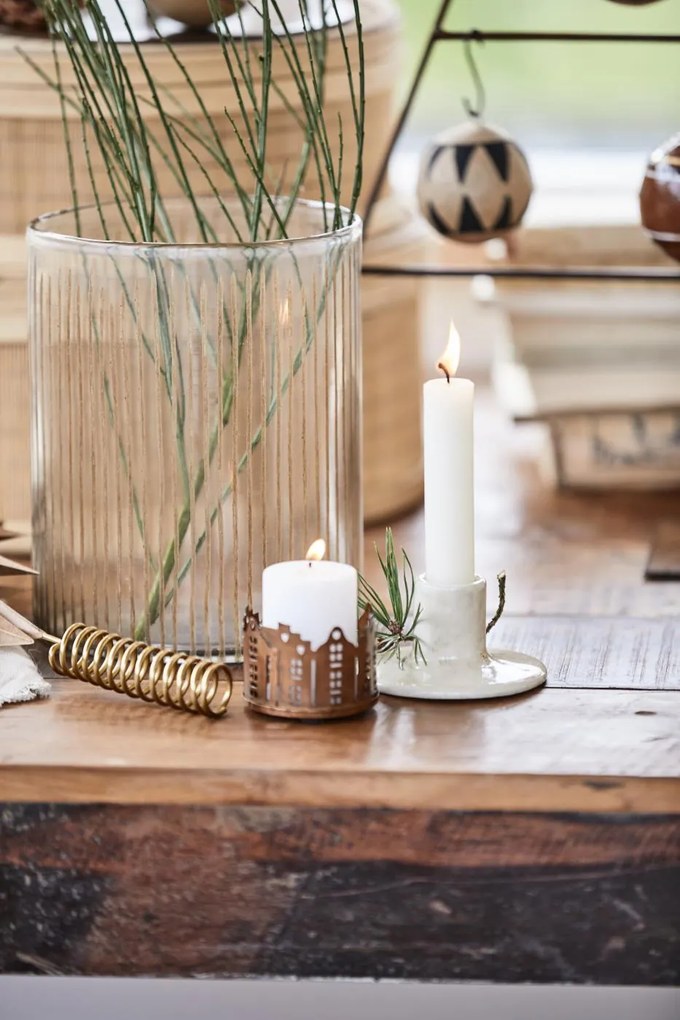 IB Laursen Vaza de sticla cu decor din alama INLAID