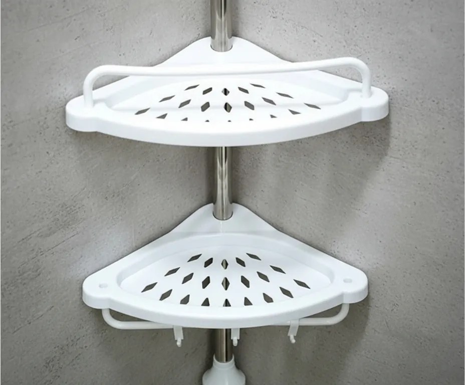 PROMOTIE Polita de colt pentru baie COMPACT telescopica 104-315 cm, alba Calitatea a II-a