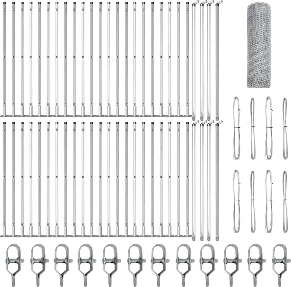 vidaXL Stâlp de gard. Argintiu 100 x 0,4 m (plasă de 13 mm) Oțel