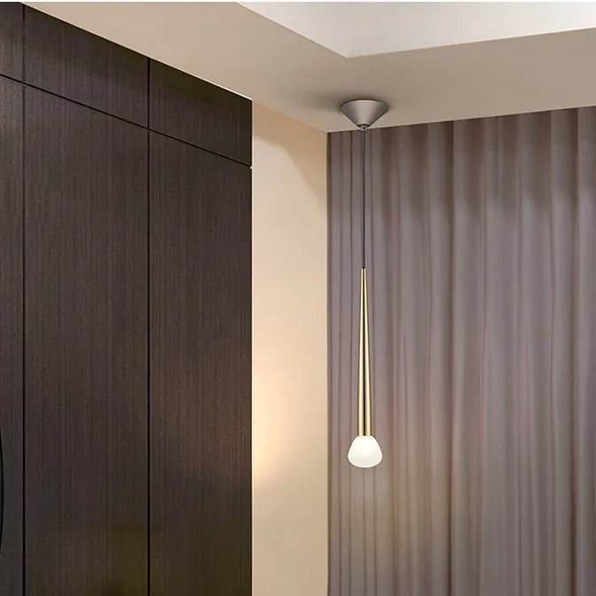 Lustra/ Pendul design modern Komet auriu/ cafeniu
