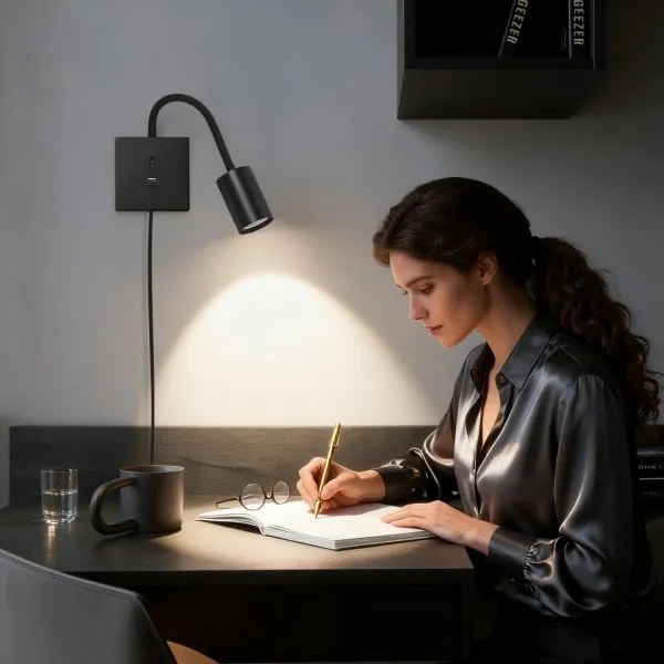 Immax 08295L - Lampă de perete PUNTO cu USB, 1xGU10/9W/230V, neagră