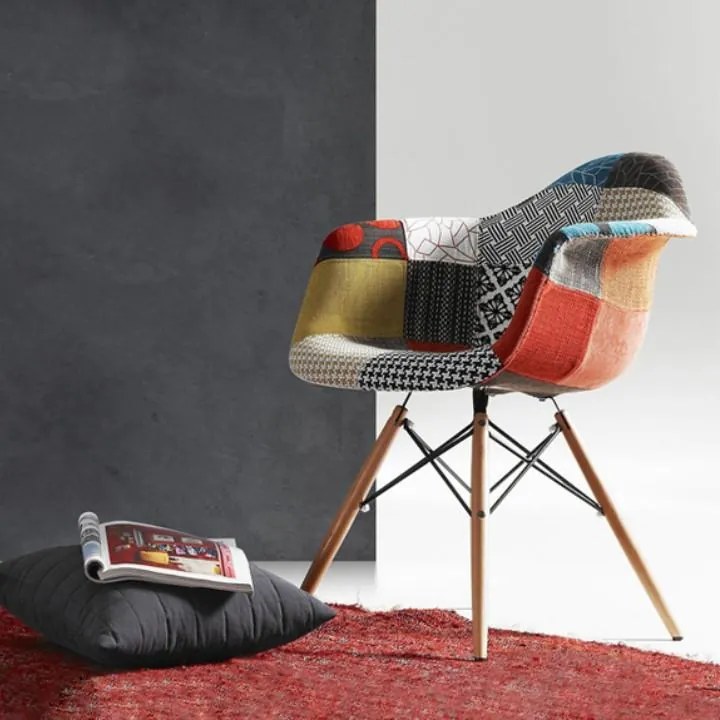 Fotoliu cu design Patchwork colorat / Fag , TOBO 3 NEW