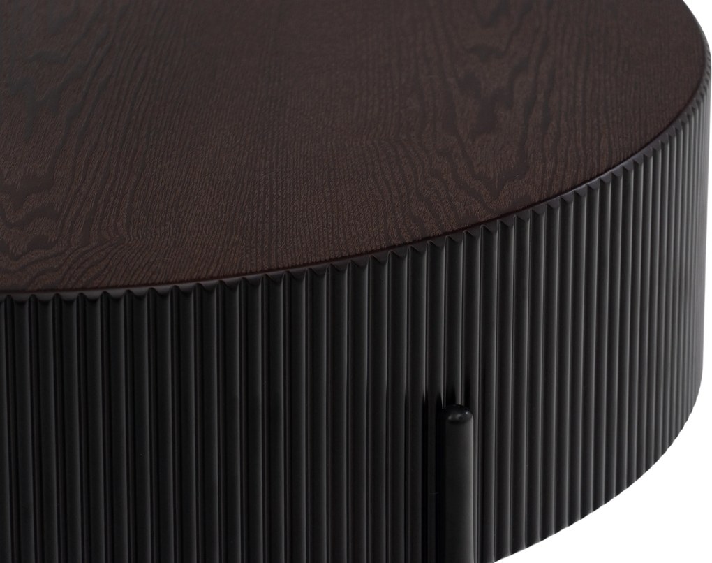 Măsuță de cafea pentru living Corbi 80 cm - nuc închis / negru mat