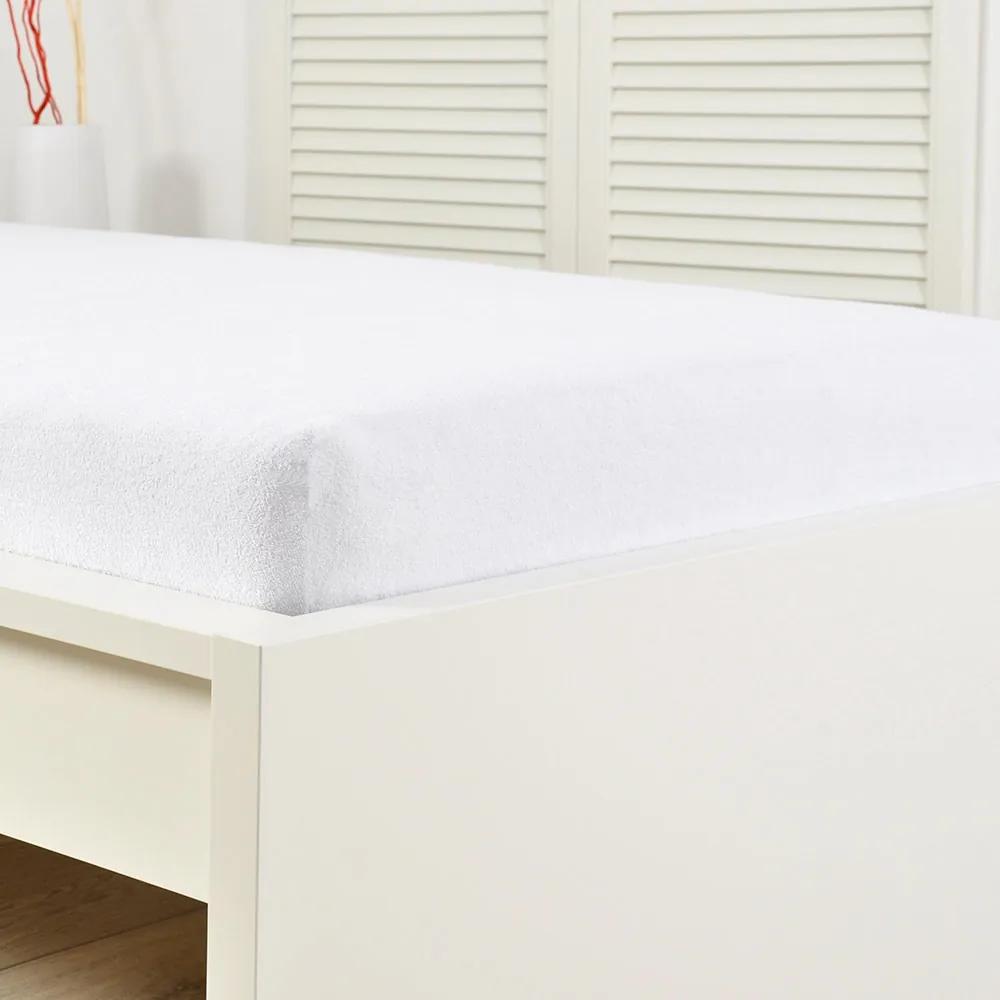 Cearsaf elastic de pat froté, alb 60x120 cm