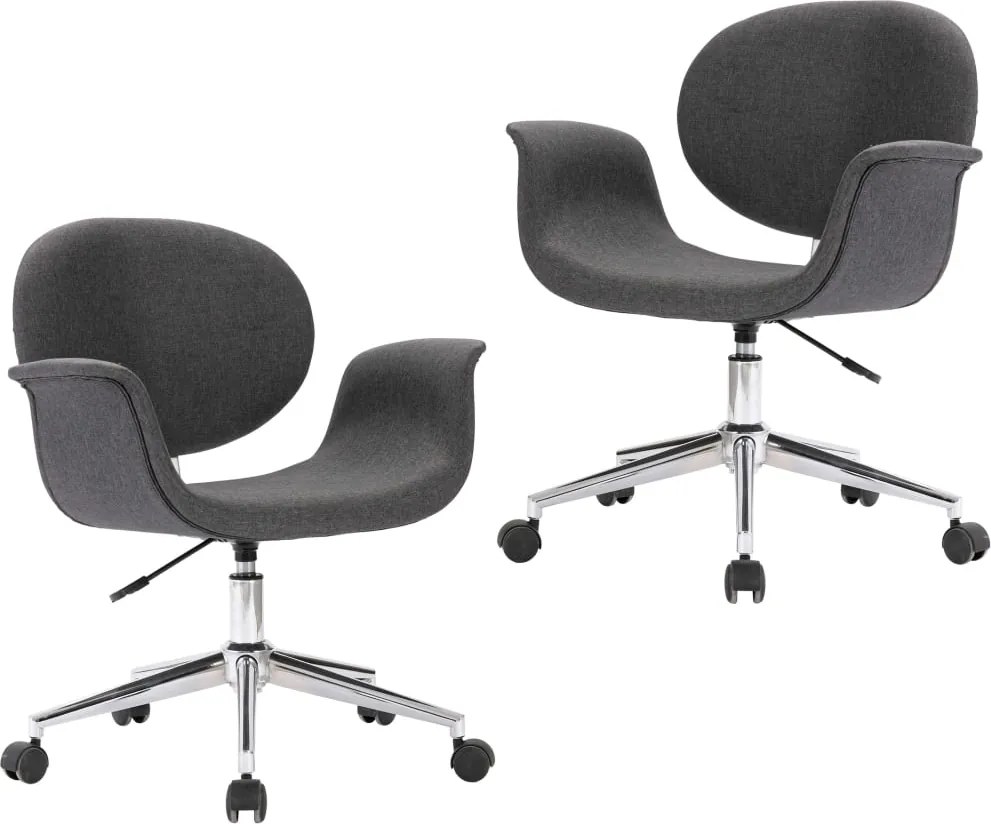 vidaXL Scaune de bucătărie pivotante, 2 buc., gri, material textil