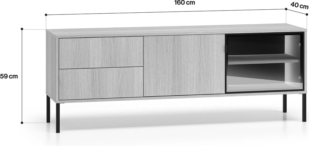 Comodă TV cu sertare și iluminare Harmona 160 cm - stejar lindberg