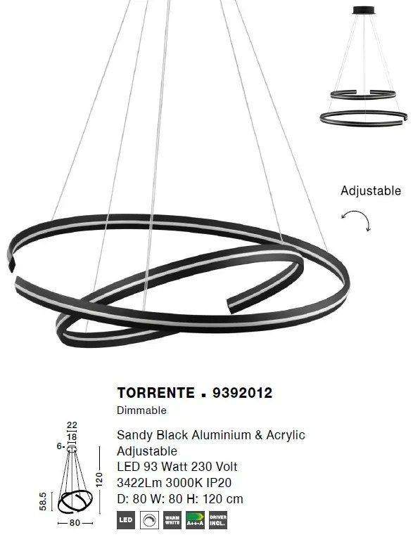 Lustra LED ajustabila design modern circular TORRENTE 93W NVL-9392012