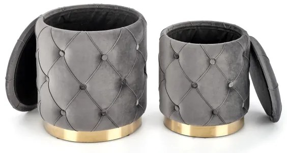 SET 2x taburet POLLY d. 40/44 cm gri/auriu