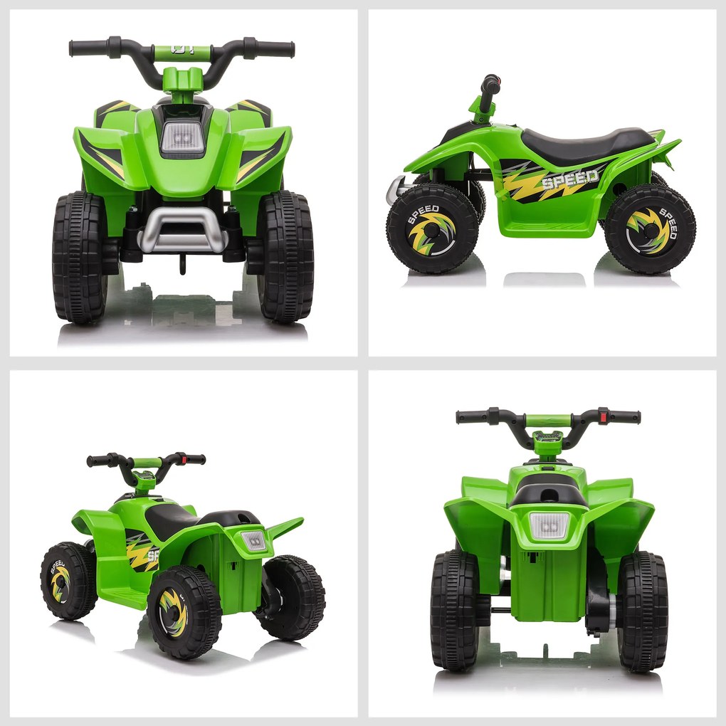 ATV Copii Electric HOMCOM cu Baterie Incarcabila 6V, Viteza 2,8-4,6km/h, Varsta 3-5 Ani, 72x40x45,5cm, Verde | Aosom Romania