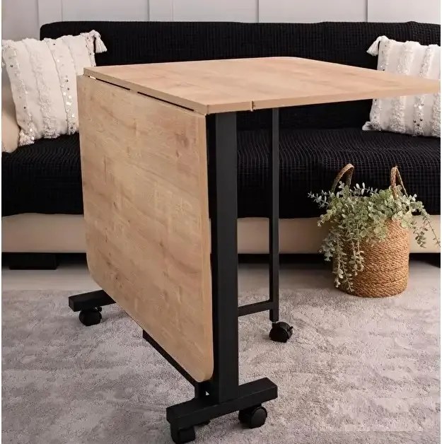 Masa Bucatarie pliabila cu roti Homs Nuc 120 x 80 x 74 cm