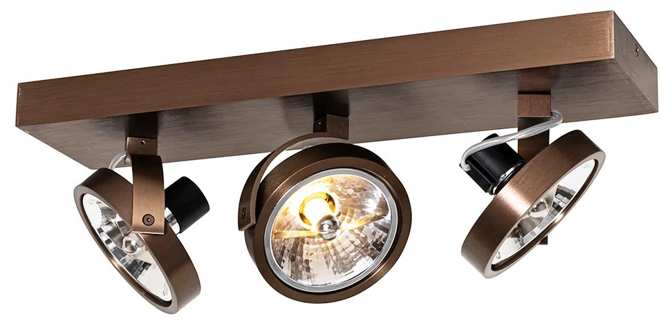 Spot de design bronz închis cu 3 lumini rotativ și înclinabil - Go