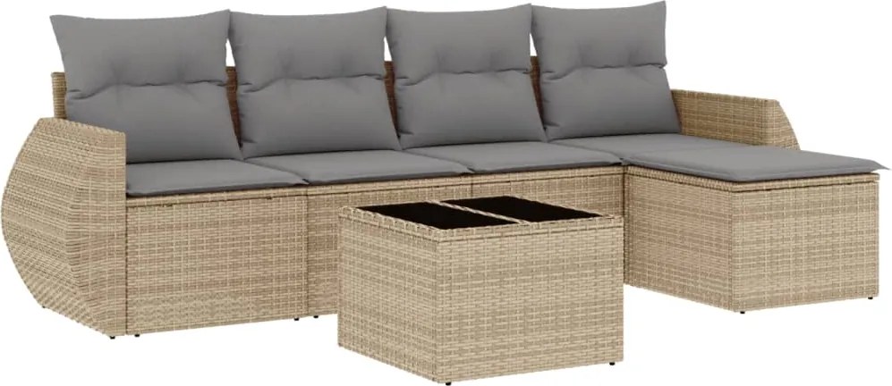 vidaXL Set canapele de grădină cu perne, 6 piese, bej, poliratan