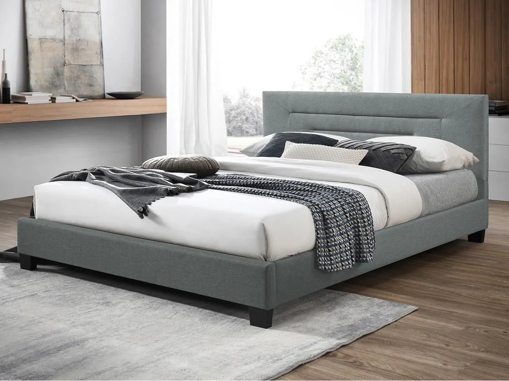 Pat matrimonial 180 cm Telosa New (Gri deschis + Negru) (cu somieră). Promo -17%. 1104414
