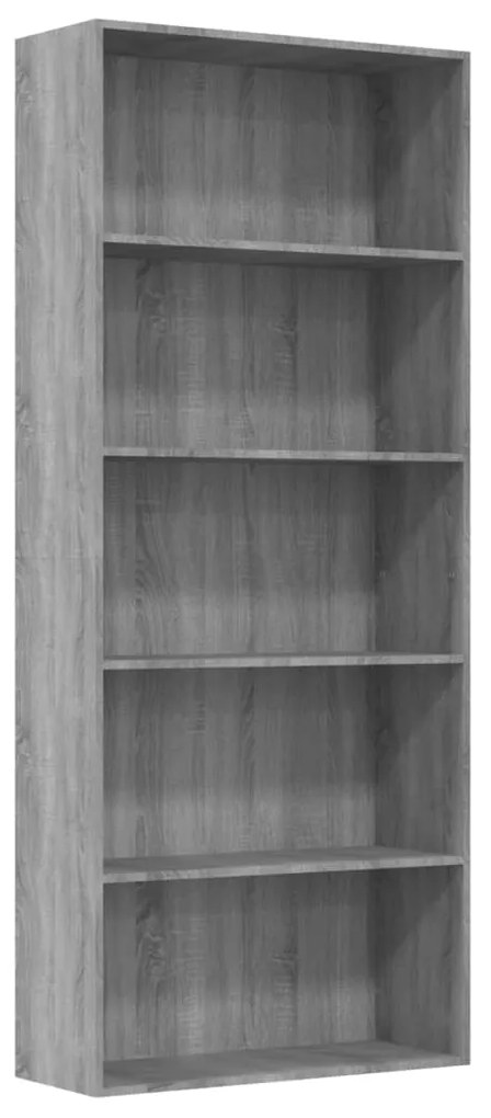 815403 vidaXL Bibliotecă 5 niveluri gri sonoma 80x30x189 cm lemn compozit