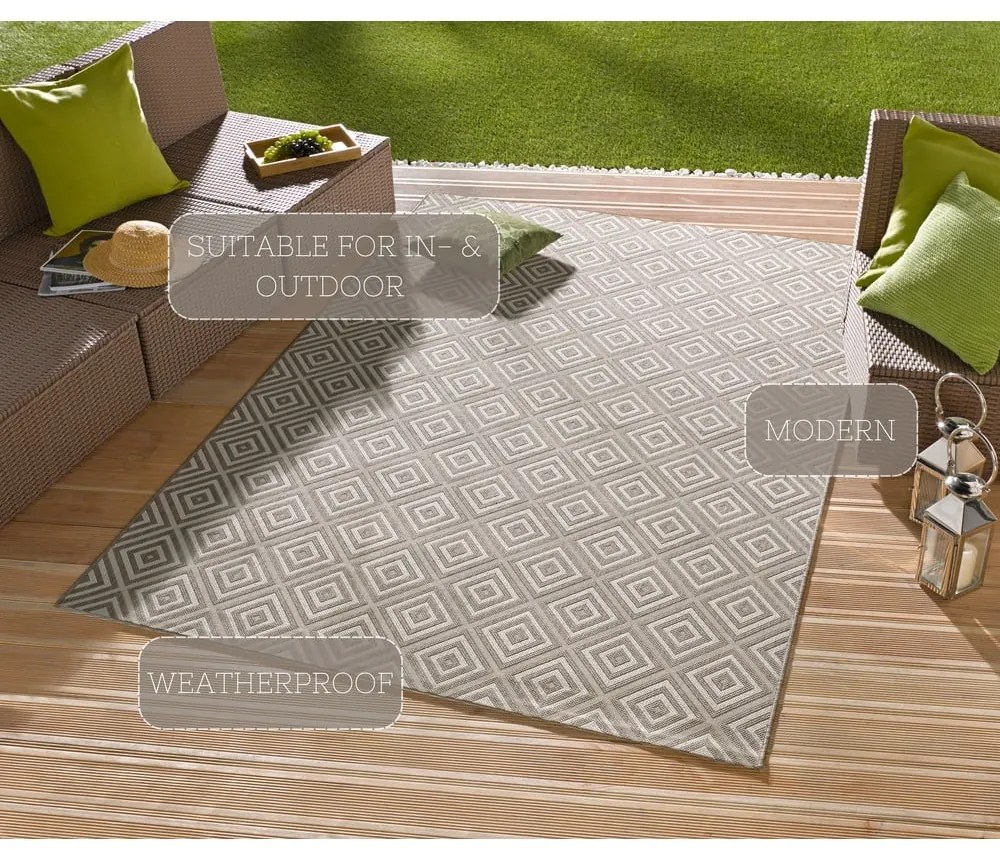 Covor de exterior NORTHRUGS Karo, 200 x 290 cm, gri