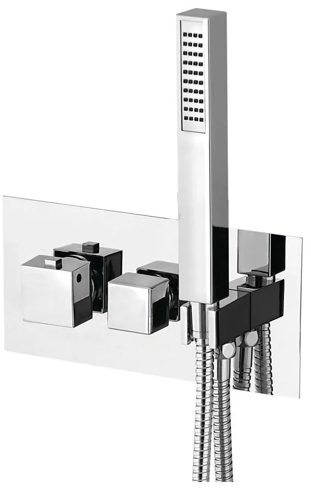 Baterie argintiu-lucios pentru duș încastrată (2 ieșiri) Latus – Sapho