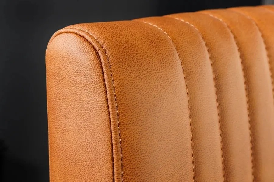 Scaun cu brate design retro Big Aston piele naturala coniac vintage