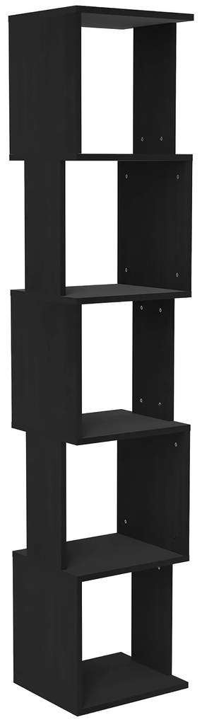 HOMCOM Bibliotecă raft Design Modern cu 5 Nivele - Depozitare Practică pentru Casa sau Birou, negru | Aosom Romania