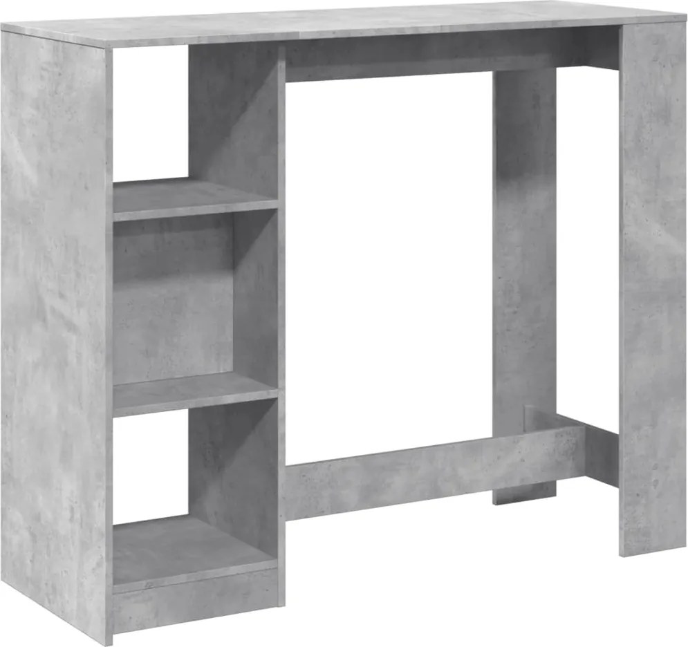 vidaXL Masă de bar cu raft, gri beton, 124x46x103,5 cm, lemn prelucrat