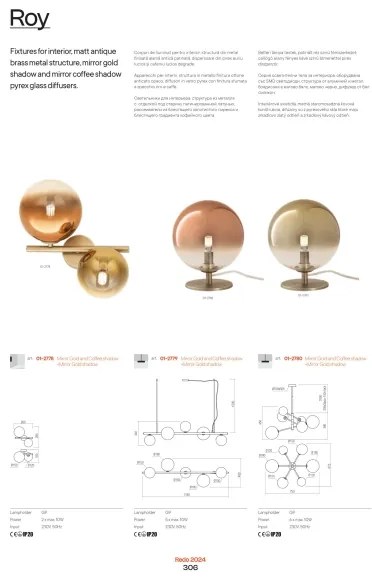Lustră pe cablu Redo 01-2780 ROY 6xG9/10W/230V