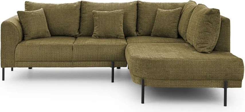 Colțar verde cu tapițerie din chenille (cu colț pe partea dreaptă/în formă de ”L”) Mauris – Ropez