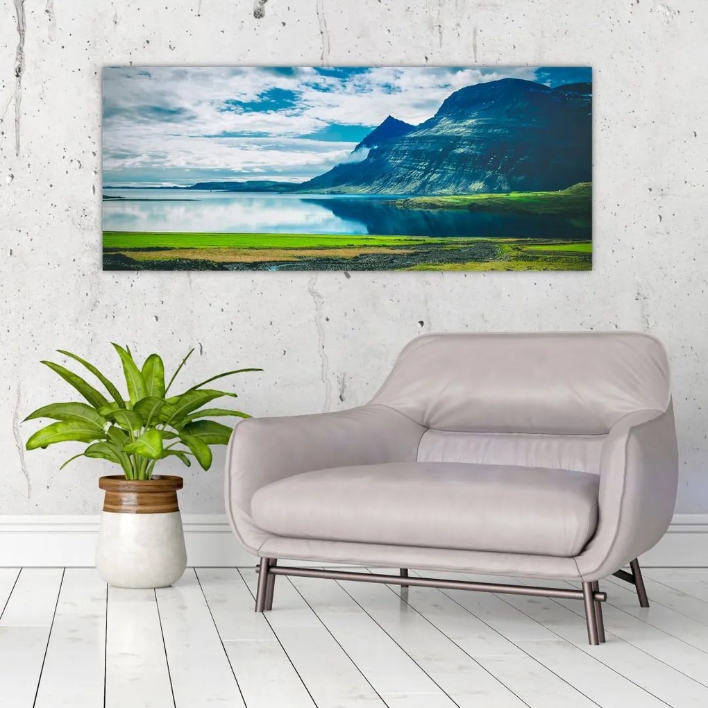 Tablou cu lac și munți (120x50 cm)