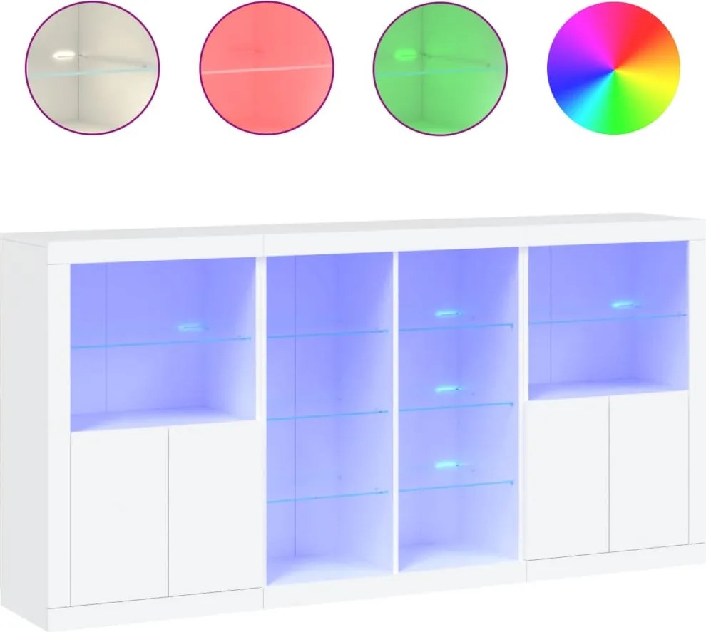 vidaXL Servantă cu lumini LED, alb, 202x37x100 cm
