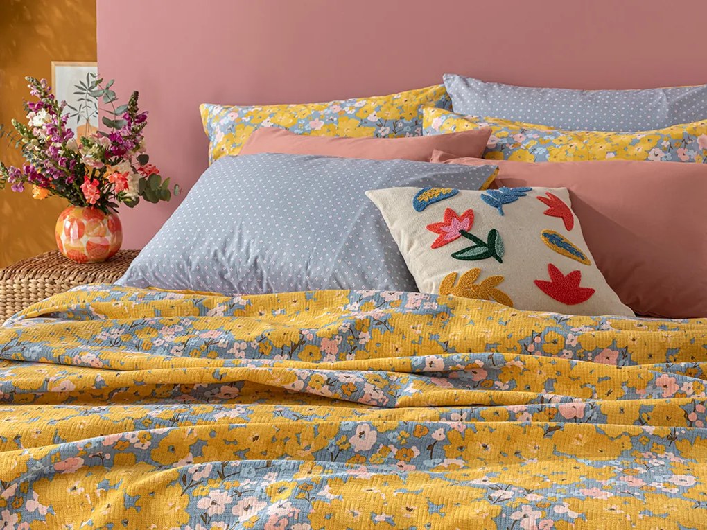 Buttercup Cuvertură Cu İmprimeu Pentru O Singură Persoană 150x220cm Galben