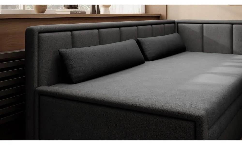 Canapea gri închis extensibilă/cu spațiu de depozitare cu tapițerie din chenille 214 cm Fulgeo – ELTAP