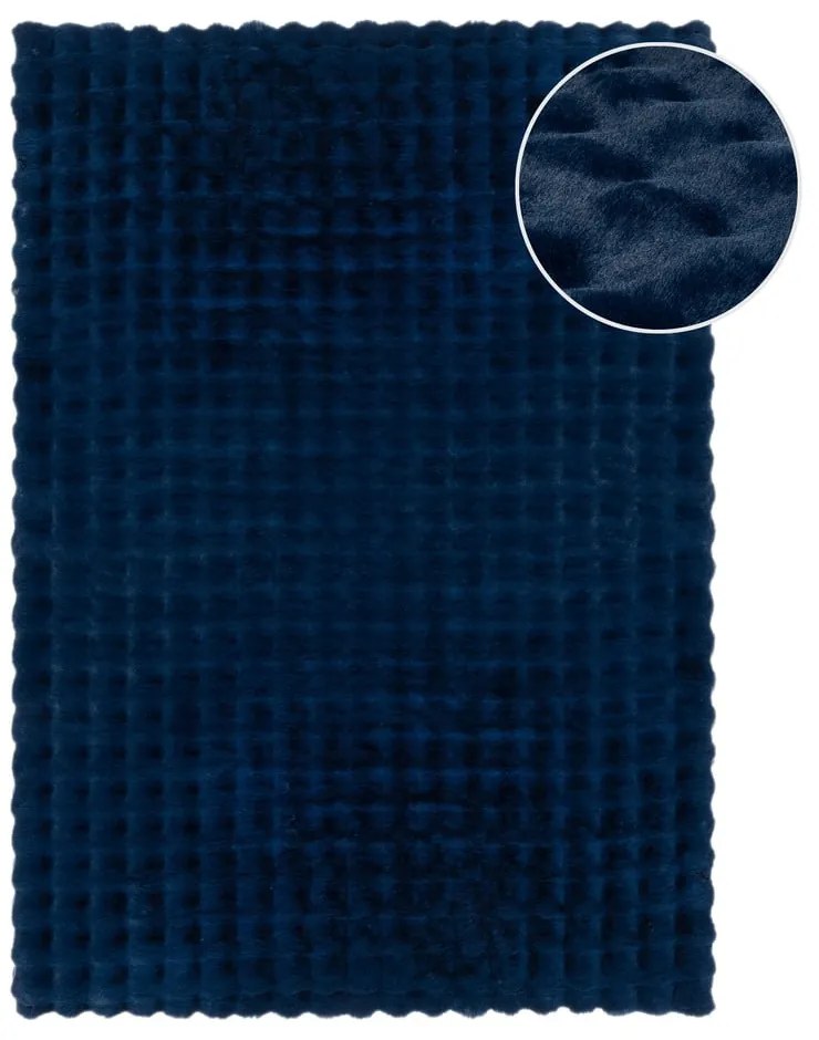 Blană albastru-închis sintetică 160x230 cm Waffle Faux Fur – Flair Rugs
