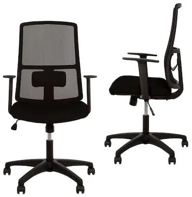 Set 2 scaune de birou MERCAS, cu brate, mesh textil, negru