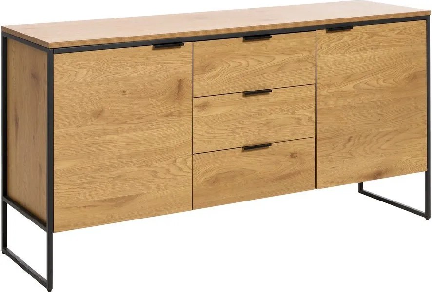 Comodă în culoare naturală cu aspect de lemn de stejar 155x81x45 cm Cesura – Unique Furniture
