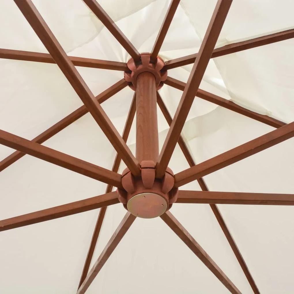 Umbrela de soare suspendata cu stalp de lemn, 300x300 cm, alb Alb