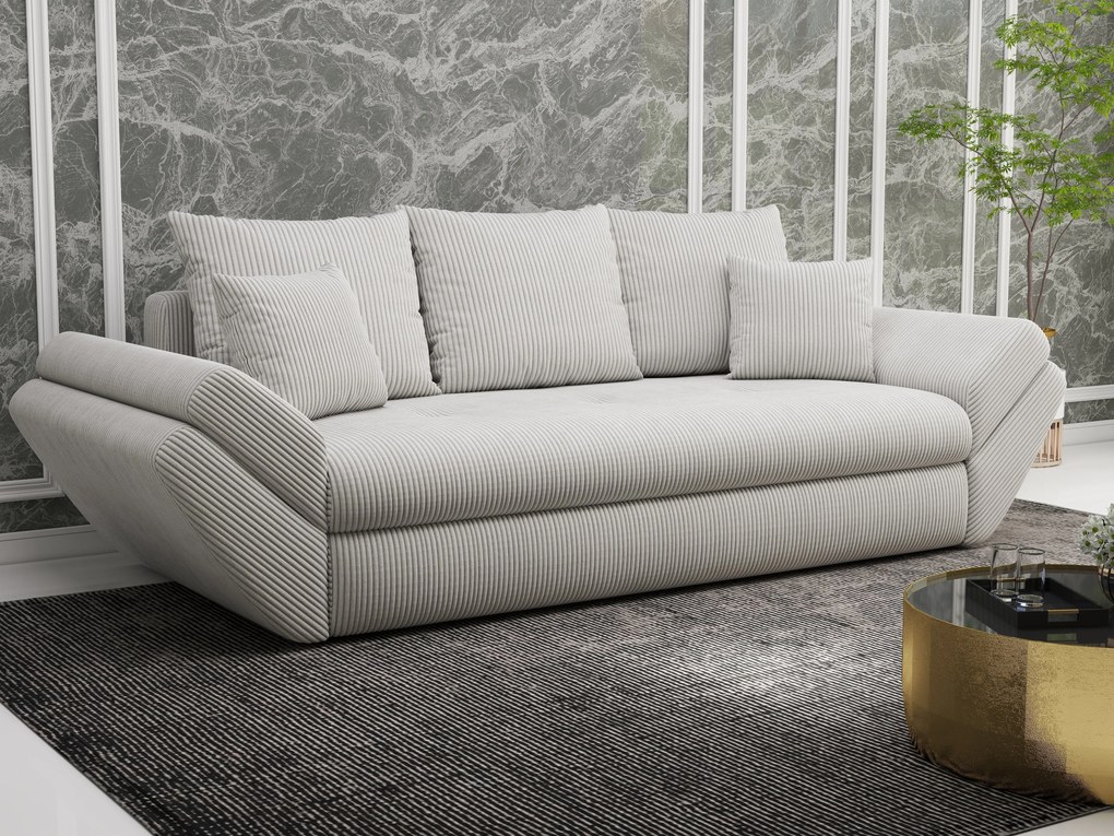 Canapea extensibilă dumonde cu ladă de depozitare si sezut confortabil din spuma high-density, Loana Zoom Cream 250x100 cm