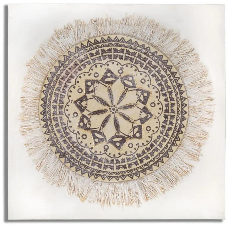 Tablou decorativ maro din lemn de Pin si panza, 100x2,8x100 cm, Malindi Mauro Ferretti