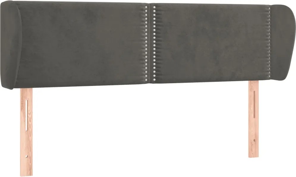 vidaXL Tăblie de pat cu aripioare gri închis 147x23x78/88 cm catifea