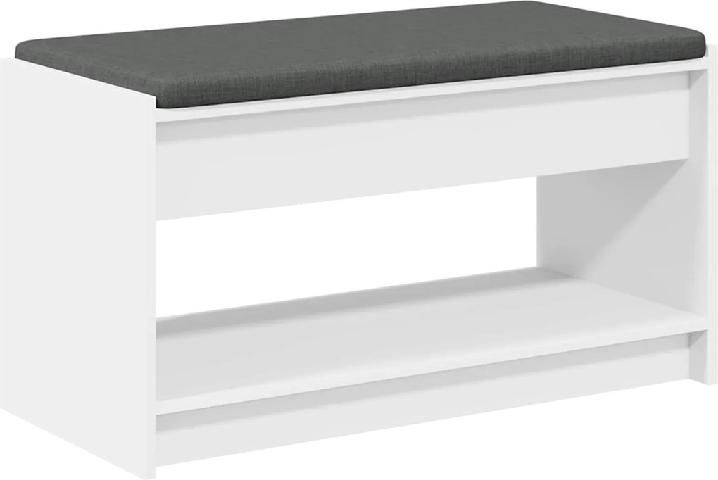 vidaXL Bancă pentru hol cu pernă cu raft Alb 83 x 38 x 45 cm