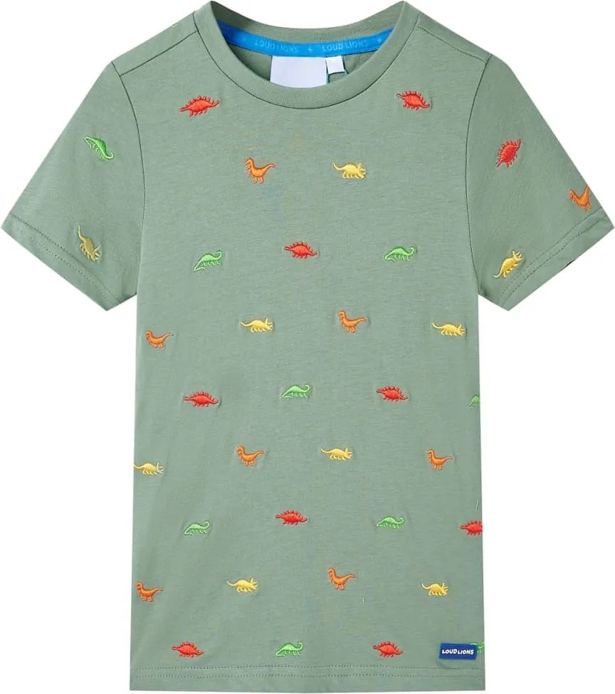 vidaXL Tricou pentru copii cu mâneci scurte, kaki, 116