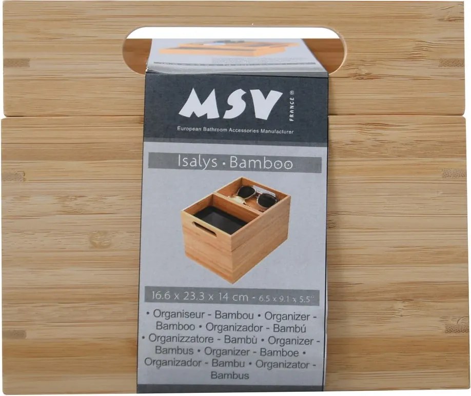 Organizator de baie în culoare naturală pentru cosmetice, din bambus Isalys – MSV