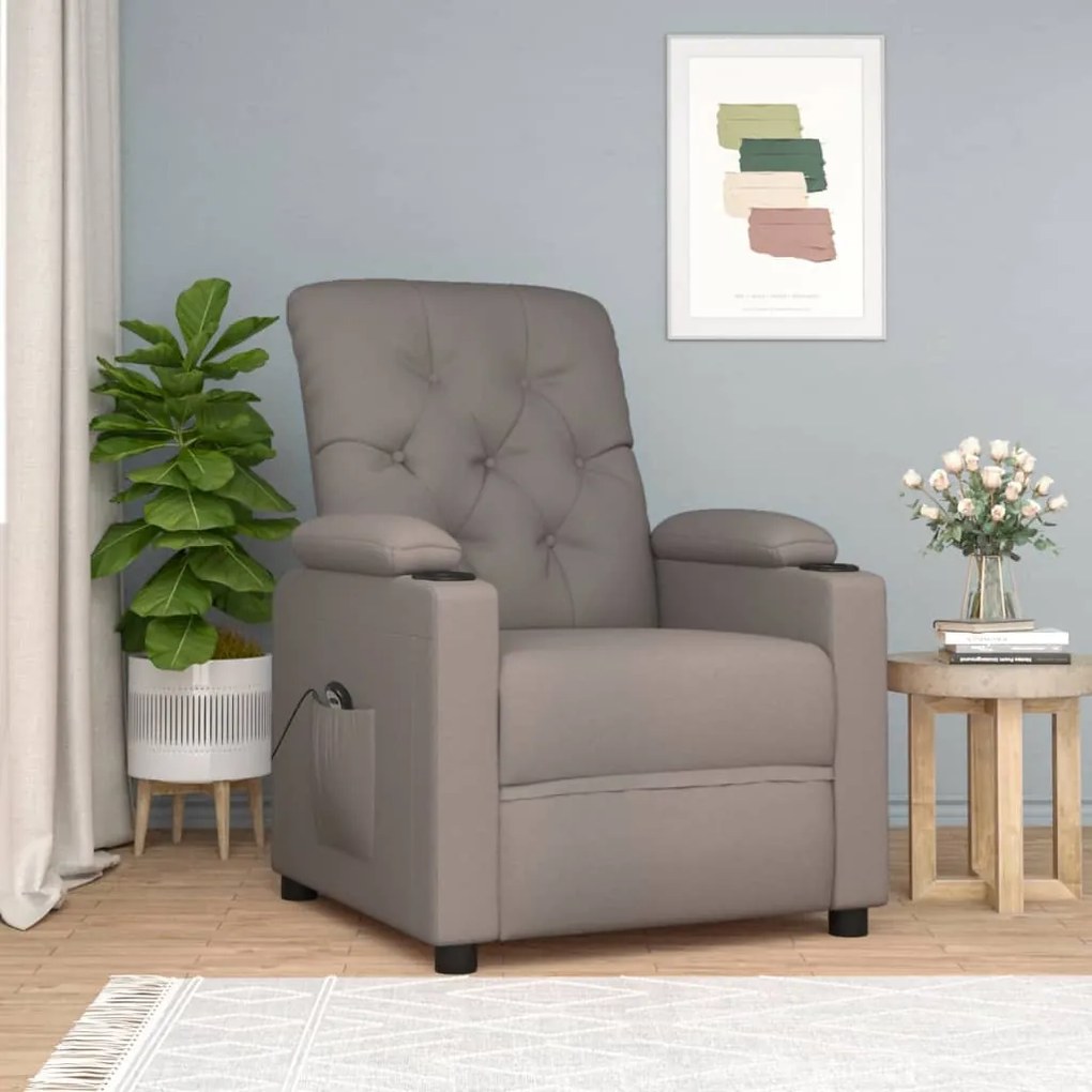 vidaXL Fotoliu rabatabil electric, gri taupe, material textil