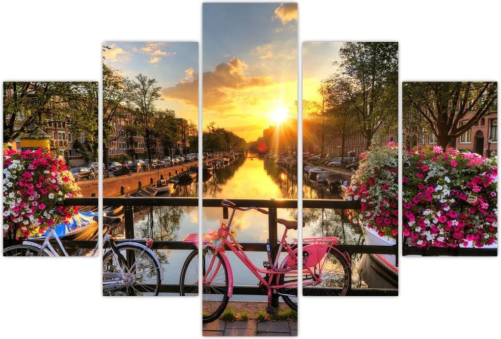 Tablou - Răsărit de soare la Amsterdam (150x105 cm)