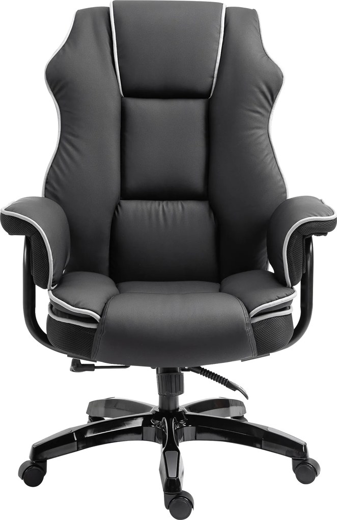 Vinsetto Fotoliu de Birou din Piele ecologica Neagra cu Inaltime Ajustabila, Spatar Rabatabil, Rotativ, 66.5x55x123-129cm