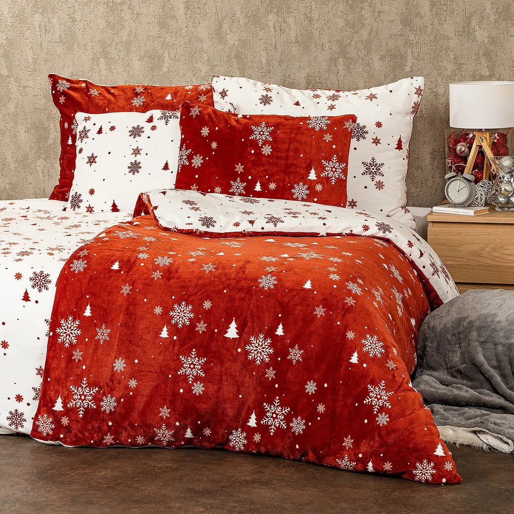 Lenjerie de pat micro-flanelă 4Home Happy winter, 140 x 220 cm, 70 x 90 cm